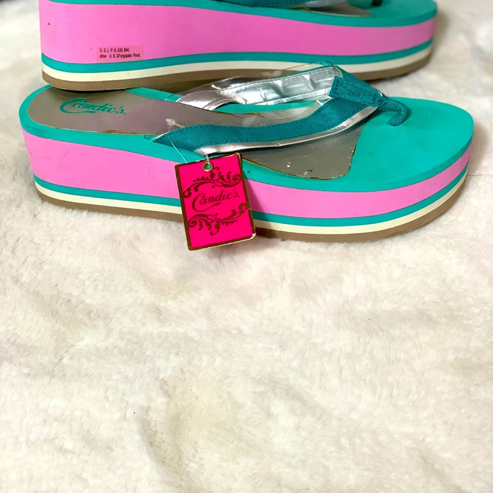 Candies wedge sandals pink and blue - Picture 6 of 10